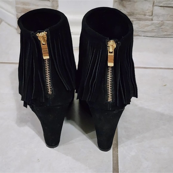 Chinese Laundry Arctic Fringed Ankle Boots‎ Wedges black Suede women's size 10 - Picture 4 of 8
